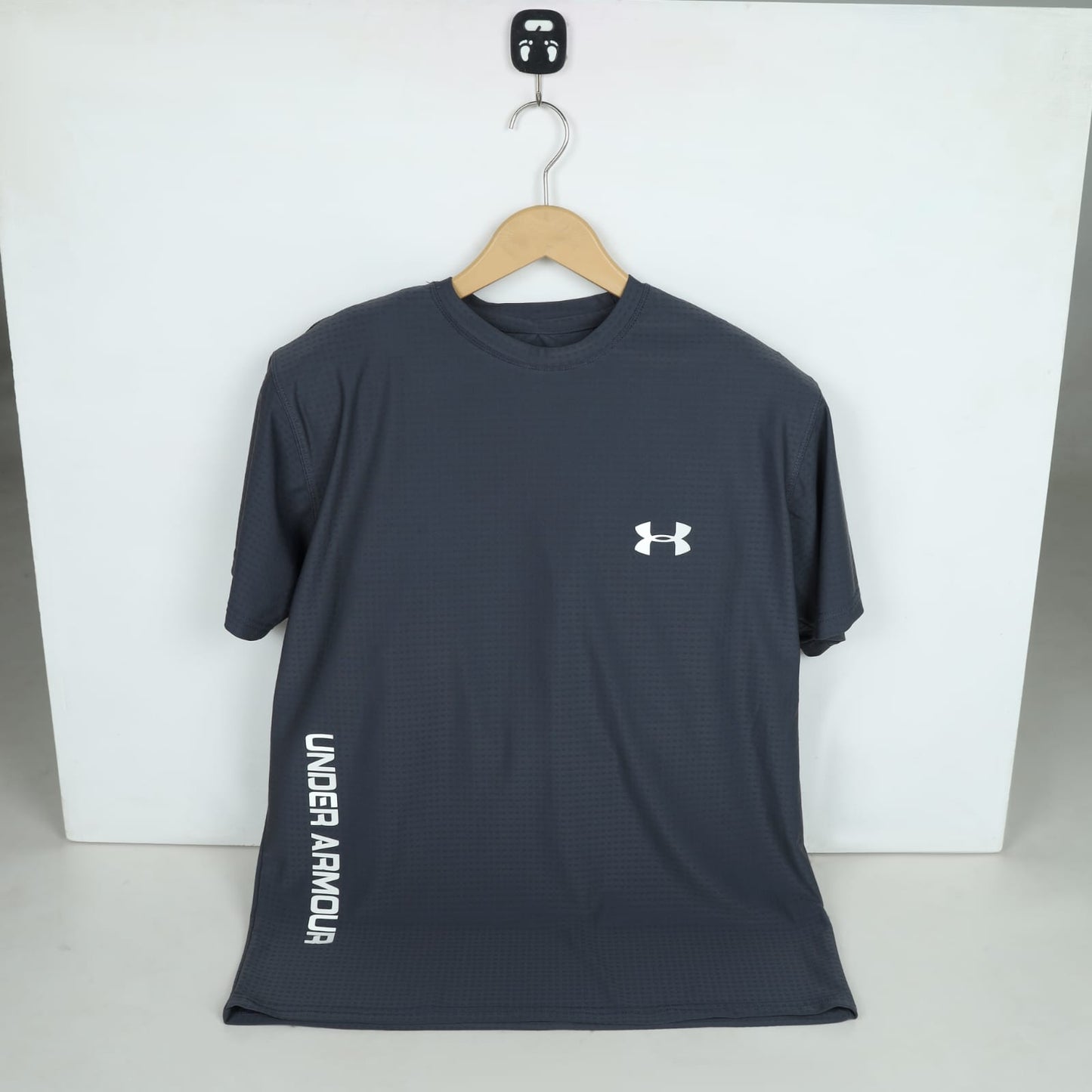 Men's Athletic Performance T-Shirt – Navy Blue | Textured Mesh Slim Fit Training Tee
