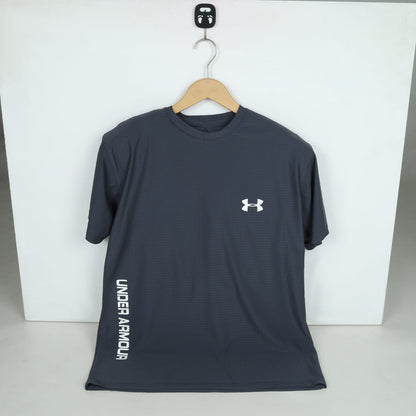 Men's Athletic Performance T-Shirt – Navy Blue | Textured Mesh Slim Fit Training Tee