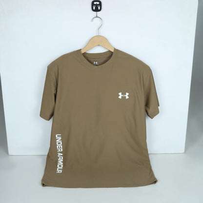 Men's Athletic Performance T-Shirt – Camel Tan | Textured Mesh Training Tee