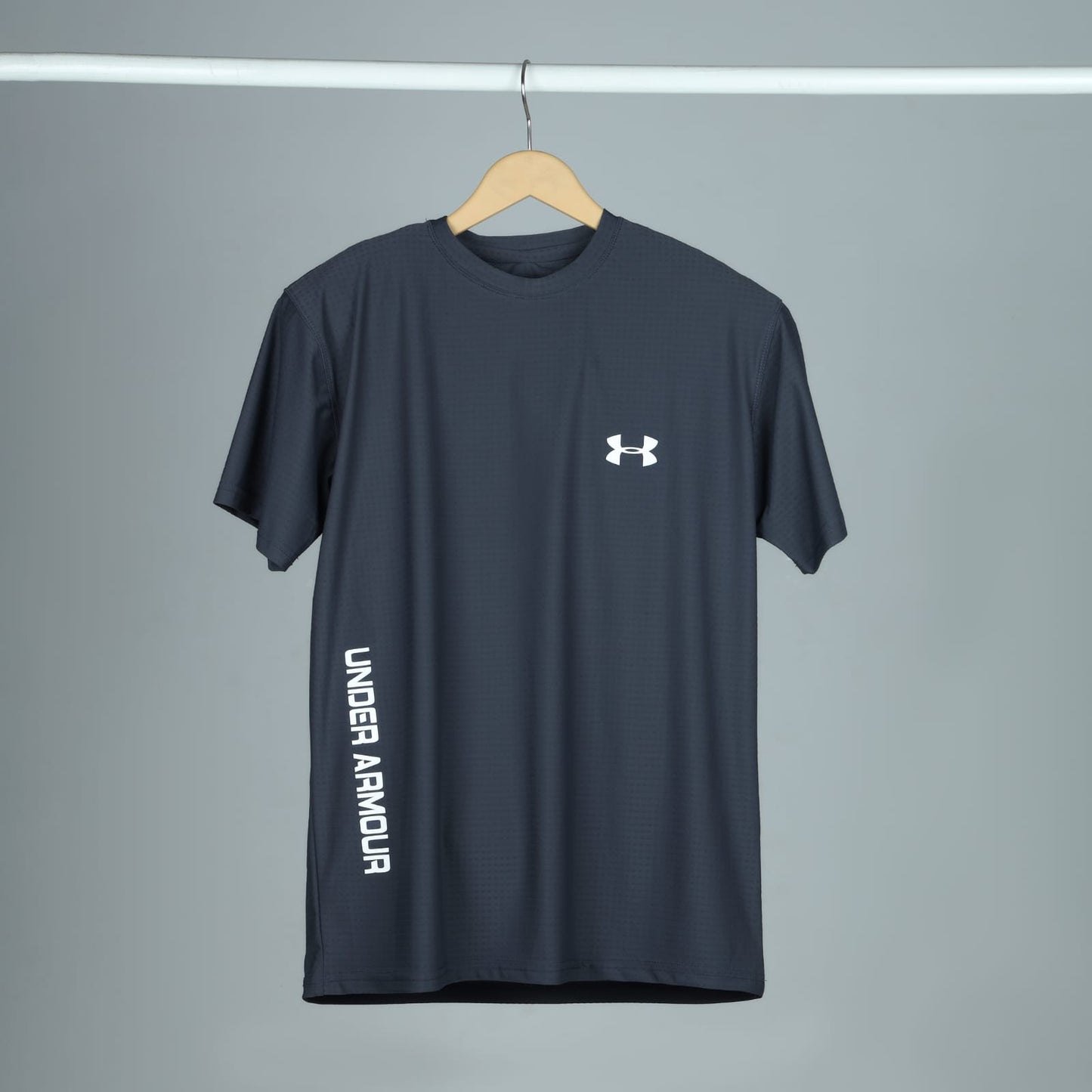 Men's Athletic Performance T-Shirt – Navy Blue | Textured Mesh Slim Fit Training Tee