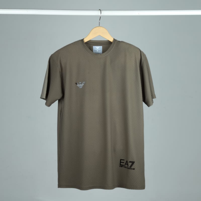 Men's Premium Textured Performance T-Shirt | Olive Green | Crew Neck | Dry-Fit Fabric