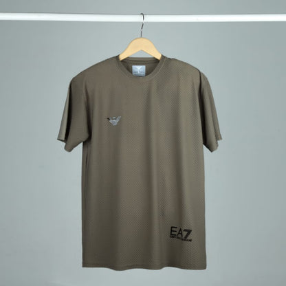 Men's Premium Textured Performance T-Shirt | Olive Green | Crew Neck | Dry-Fit Fabric