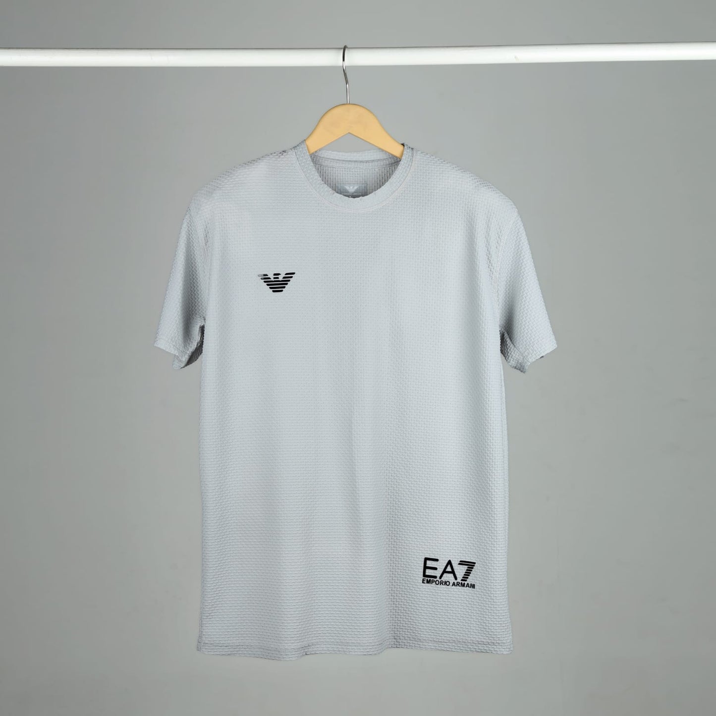 Men's Premium Textured Performance T-Shirt | Light Grey | Crew Neck | Dry-Fit Fabric
