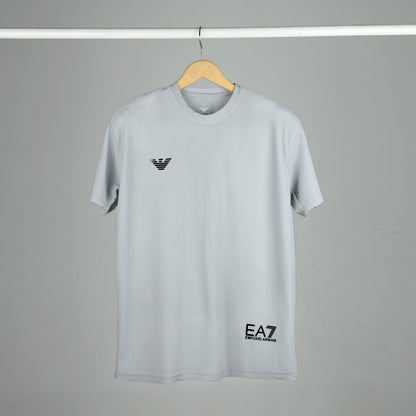 Men's Premium Textured Performance T-Shirt | Light Grey | Crew Neck | Dry-Fit Fabric