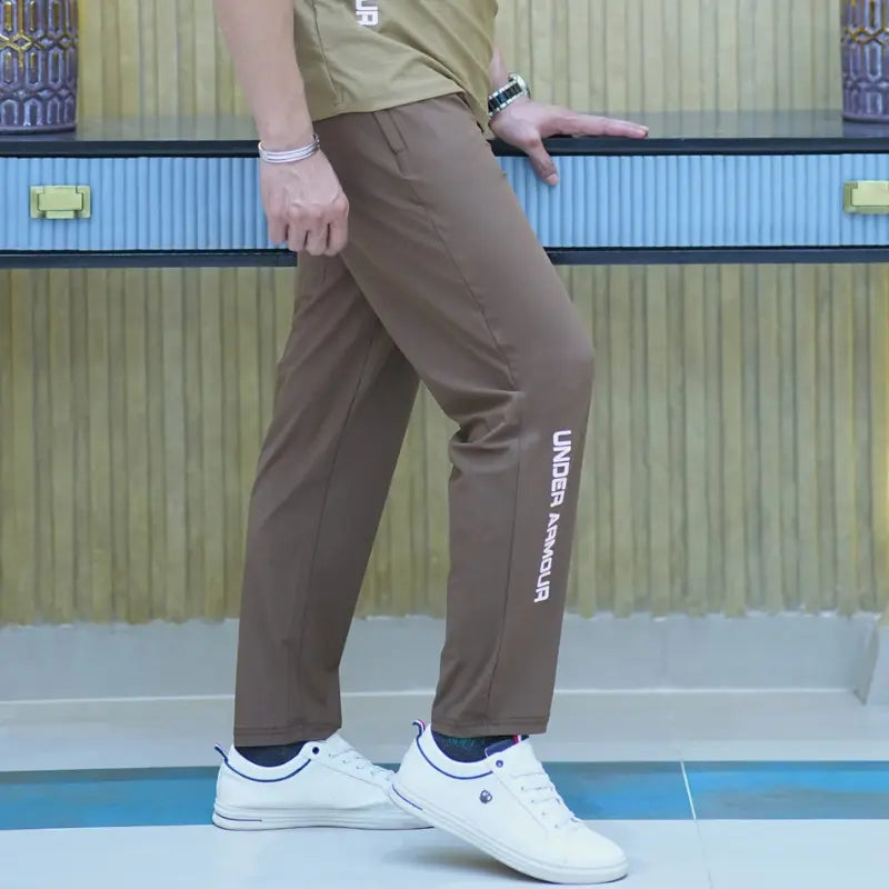 Men's Premium Slim-Fit Performance Trouser | Mocha Brown | Tapered Jogger | Dry-Fit Fabric