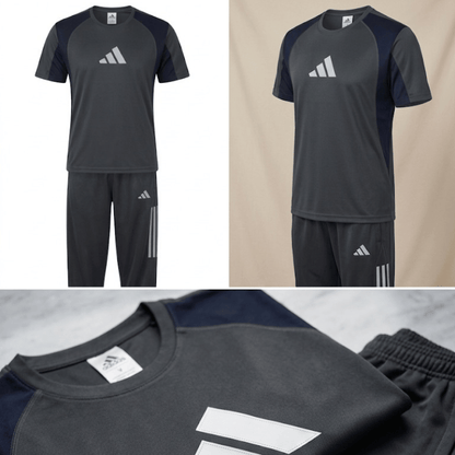 Men's Performance Training Set – Colorblock Tee & Tapered Track Pants