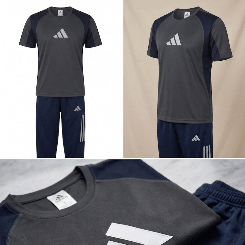 Men's Performance Training Set – Colorblock Tee & Navy Tapered Track Pants