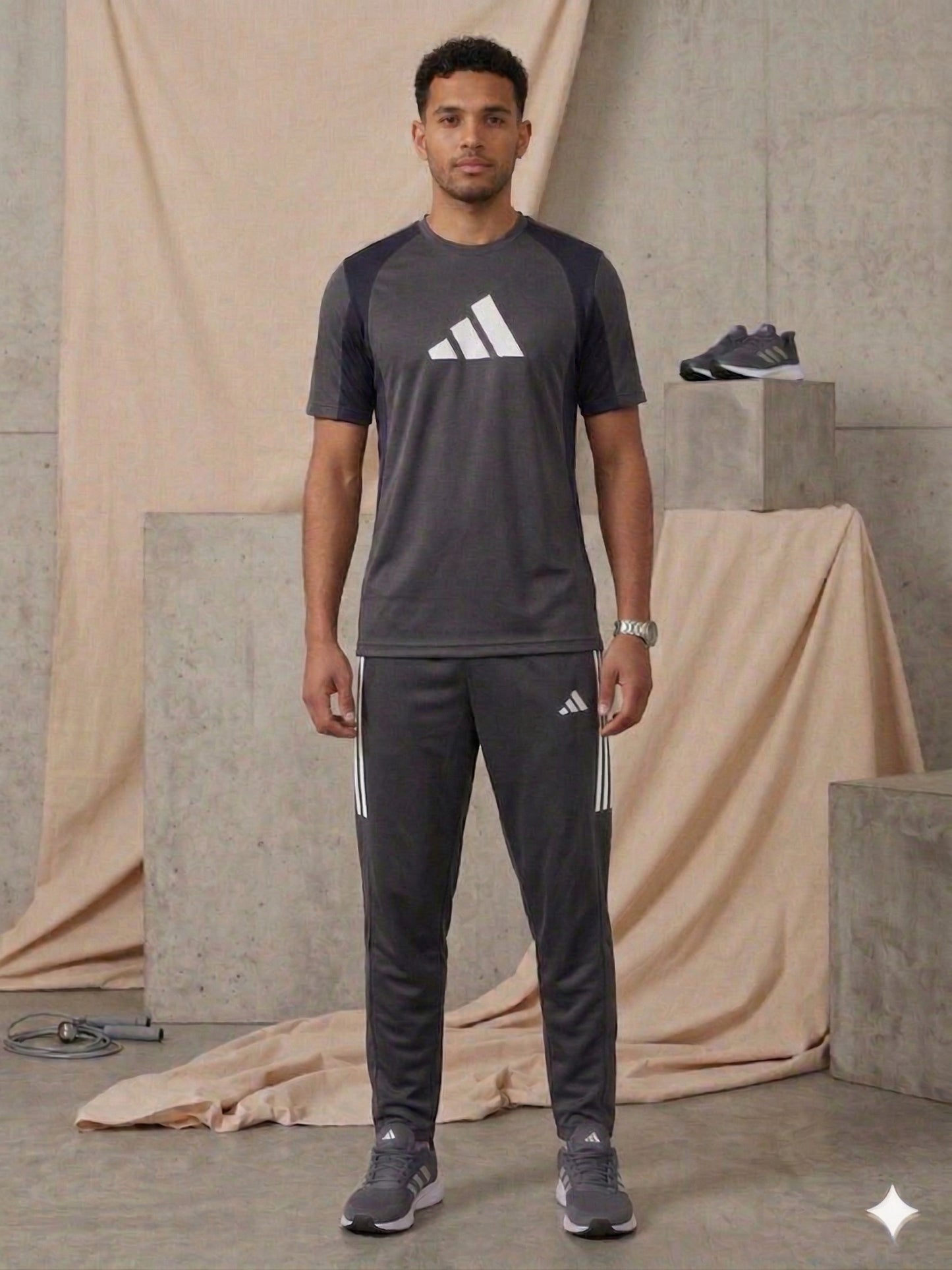 Men's Performance Training Set – Colorblock Tee & Tapered Track Pants