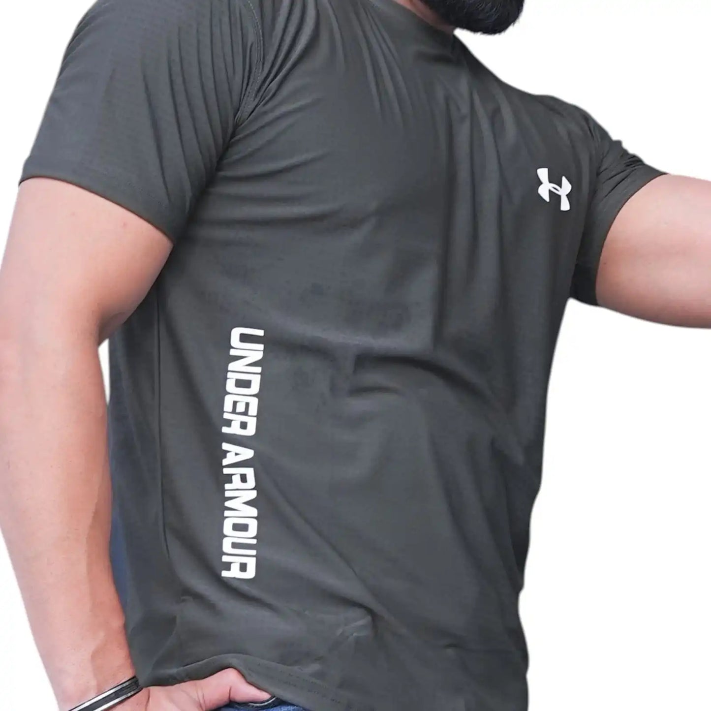 Men's Athletic Performance T-Shirt – Olive Charcoal | Slim Fit Activewear Tee