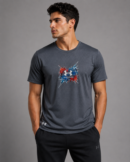 mans premium textured performance tees grey colour AAA+ quality active wear