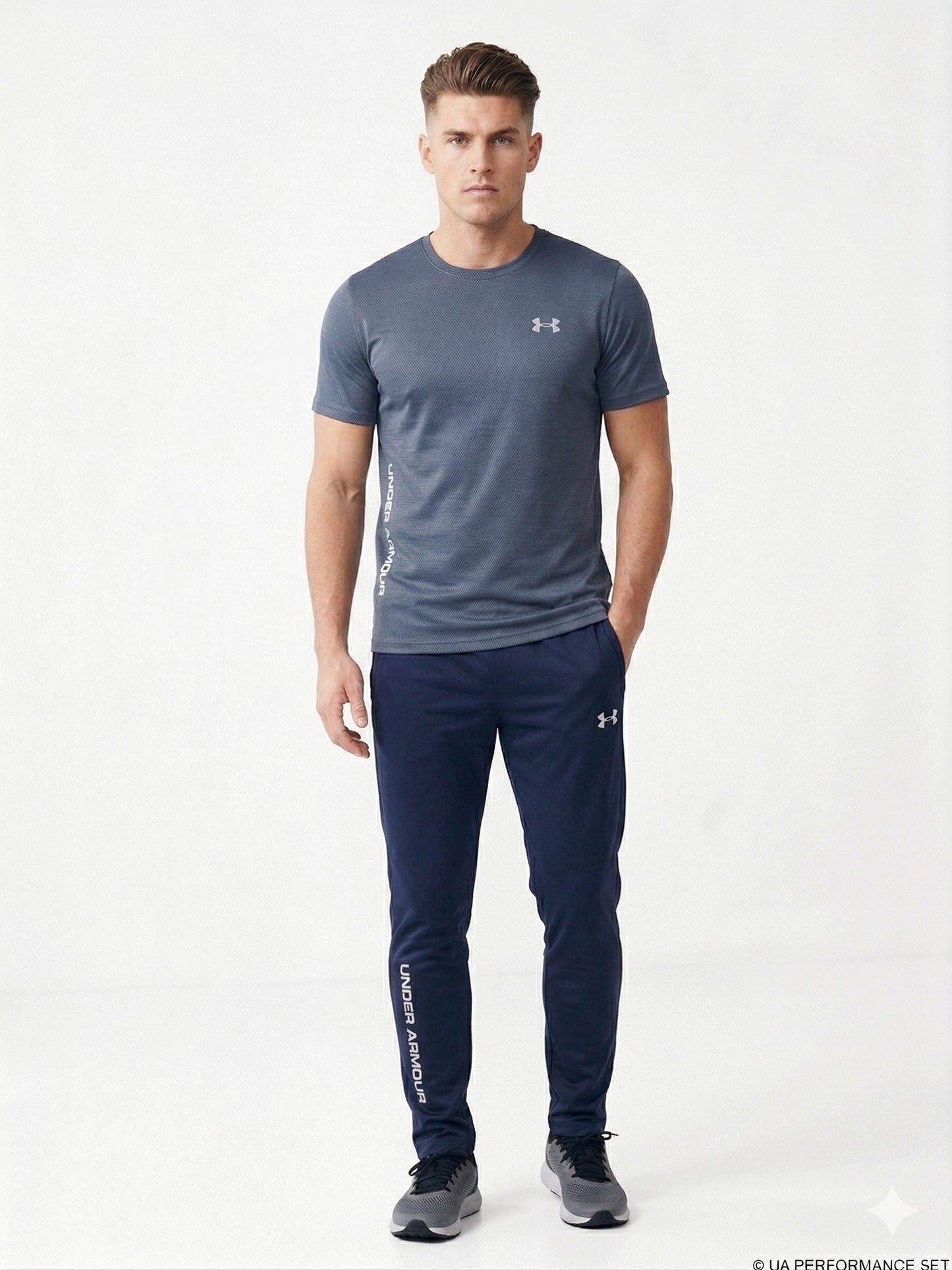 Men's Athletic Performance T-Shirt – Steel Blue | Lightweight Training Activewear